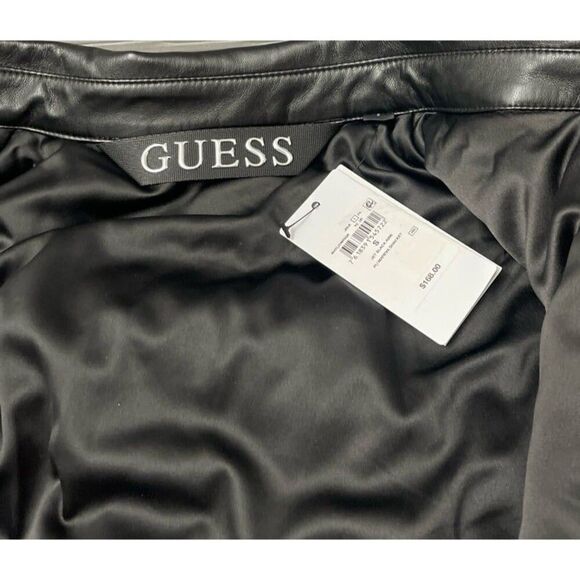 Guess Faux Leather Jacket Size S Black New With Tags - Picture 8 of 11